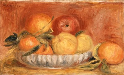 Asetelma omenoiden ja appelsiinien kanssa; Luonto Morte aux pommes et appelsiinit, 1890-luvun loppu tekijältä Pierre Auguste Renoir