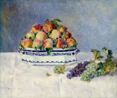 Asetelma persikoilla ja viinirypäleillä, 1881. tekijältä Pierre Auguste Renoir