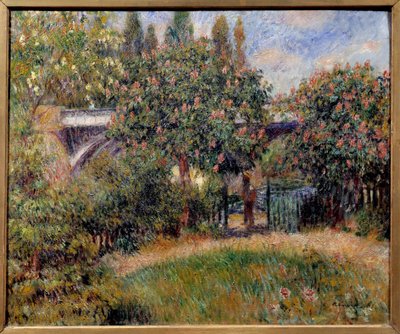 Chatoun rautatiesilta tai vaaleanpunaiset kastanjapuut. Pierre Auguste Renoirin (1841-1919) maalaus tekijältä Pierre-Auguste Renoir