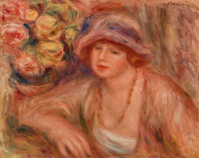 Nainen nojaa tekijältä Pierre Auguste Renoir