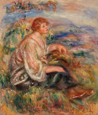 Nainen tyllipuserossa ja mustahameessa tekijältä Pierre Auguste Renoir