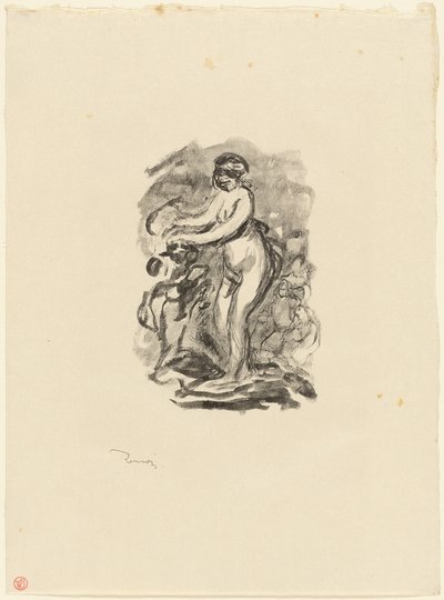 Nainen, jolla on viinirypäle, 1. variantti tekijältä Pierre Auguste Renoir