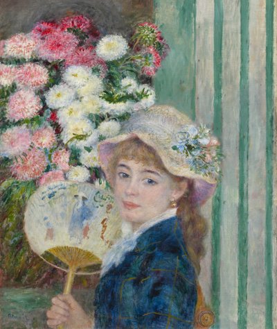 Nainen tuulettimen kanssa, n. 1879 tekijältä Pierre Auguste Renoir