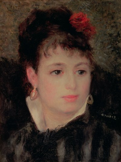 Nainen ruusu hiuksissaan tekijältä Pierre Auguste Renoir