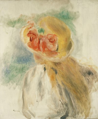 Nuori tyttö kukkia hatussa; Nuori tyttö kukkahattu, n. 1900-1905 tekijältä Pierre-Auguste Renoir