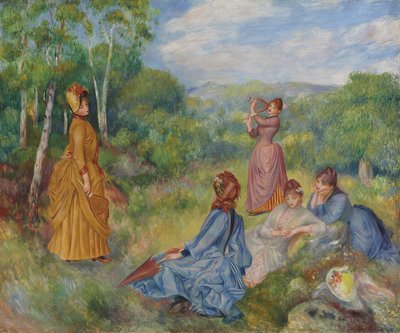 Nuoret naiset pelaamassa sulkapalloa, noin 1887 tekijältä Pierre-Auguste Renoir