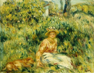 Nuori nainen puutarhassa; Nuori nainen puutarhassa, n.1916 tekijältä Pierre Auguste Renoir