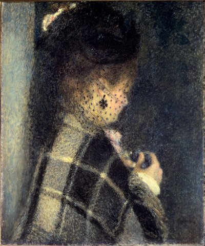 Nuori nainen pienellä hunnulla, n. 1870 (öljy kankaalle) tekijältä Pierre Auguste Renoir
