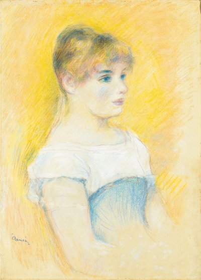 Nuori tyttö sinisessä korsetissa tekijältä Pierre Auguste Renoir
