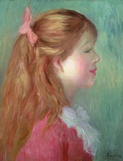 Nuori tyttö pitkät hiukset profiilissa, 1890 tekijältä Pierre Auguste Renoir