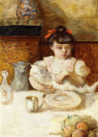 Lapsi ja kissat; Enfant et Chats, n. 1906 (öljy kankaalle) tekijältä Pierre Bonnard