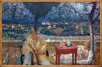 Puutarhassa (keskustelu Provencessa). Jozef Pankiewiczin (1866-1940, puolalainen taidemaalari) ja Marthe de Melignyn (s. Maria Boursin) muotokuvia. tekijältä Pierre Bonnard