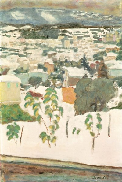 Le Cannet lumessa, n. 1927 (öljy kankaalle) tekijältä Pierre Bonnard
