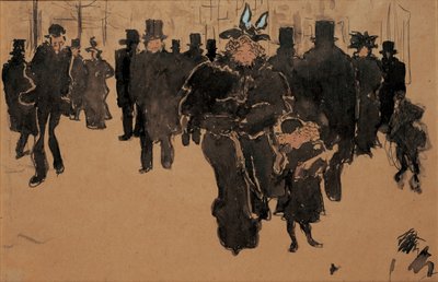 Le boulevard, n. 1890 (akvarelli, muste ja pesu kiillotuspaperille) tekijältä Pierre Bonnard