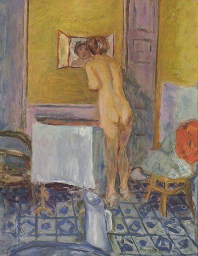 Alaston punaisella kankaalla (alaston wc:ssä) tekijältä Pierre Bonnard