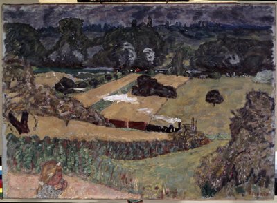 Maisema tavarajunalla. Pierre Bonnardin maalaus (1867-1947) tekijältä Pierre Bonnard