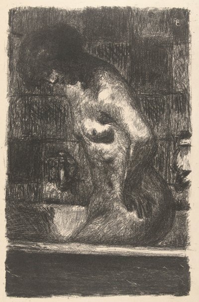 Pysyvä alaston nainen peseytyy kylvyssä Femme debout dance sa baignoire tekijältä Pierre Bonnard
