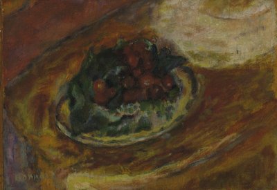 Asetelma: Kirsikat, n. 1942 (öljy puulevylle) tekijältä Pierre Bonnard