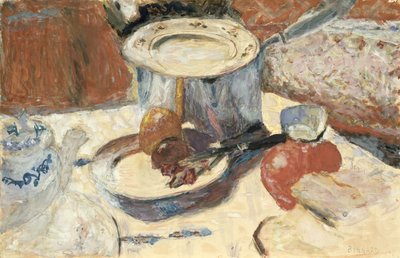 Asetelma kattilan kanssa, 1930 (guassi & wc paperilla) tekijältä Pierre Bonnard