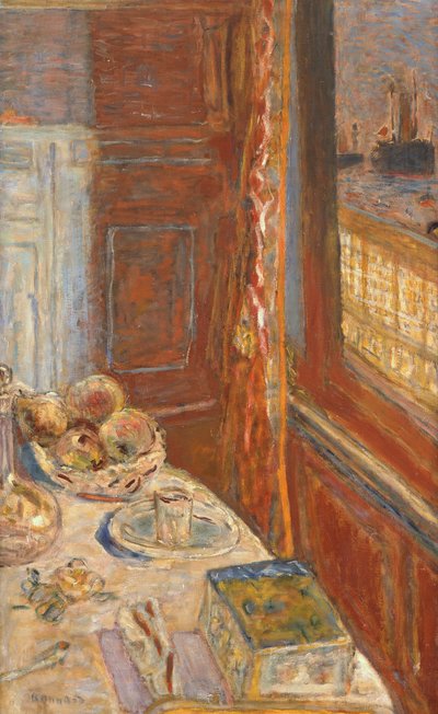 Asetelma laivoineen ikkunasta nähtynä, n. 1906 tekijältä Pierre Bonnard