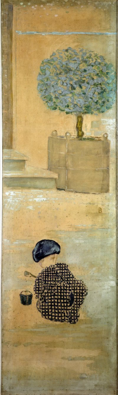 Lapsi hiekkalinnan kanssa tai Lapsi sangon kanssa, 1894 tekijältä Pierre Bonnard
