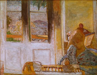 Ranskalainen ikkuna (Matin a Le Cannet) Pierre Bonnardin (1867-1947) maalaus 1932. Öljy kankaalle. Himmeä. 86x112 cm Collection Privee tekijältä Pierre Bonnard