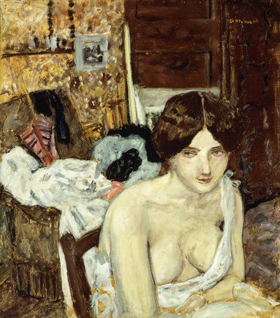 Lepomalli; Le Repos de Modele, n.1910 (öljy aluksella) tekijältä Pierre Bonnard