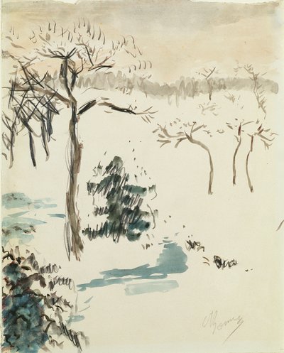 Talvimaisema, 1910 (wc ja kynä paperille) tekijältä Pierre Bonnard