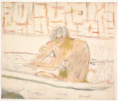 Nainen istuu kylpylässään tekijältä Pierre Bonnard