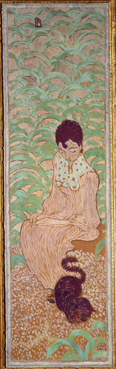 Nainen istuu kissan luona tekijältä Pierre Bonnard