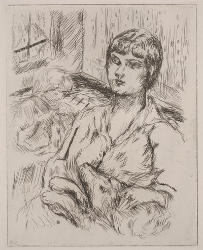 Nainen koiran kanssa, kuvitus Octave Mirbeaun "Dingosta". tekijältä Pierre Bonnard