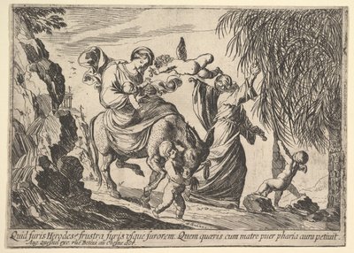 Enkelit antavat treffejä lapselle, 1610-42. tekijältä Pierre Brebiette