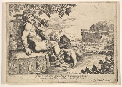Bacchus, Satyr ja Lion, 1610-42. tekijältä Pierre Brebiette
