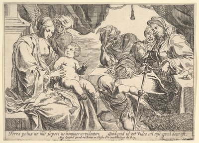 Pyhä perhe pyhien kanssa, 1610-42. tekijältä Pierre Brebiette