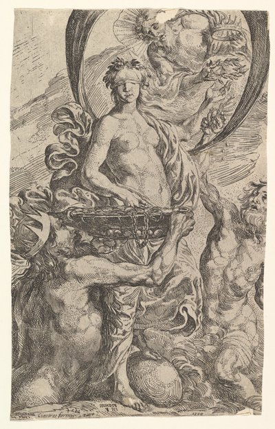 Jupiter, Pluto ja Neptunus tarjoavat rikkauksiaan onnelle, 1624. tekijältä Pierre Brebiette