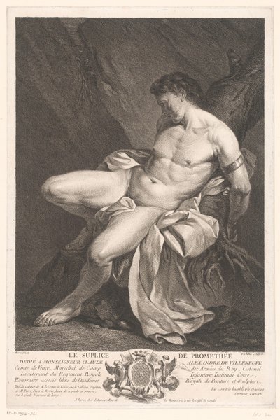 Prometheus ketjutettuna Le supplice de Promethée (otsikko esineessä) tekijältä Pierre Chenu