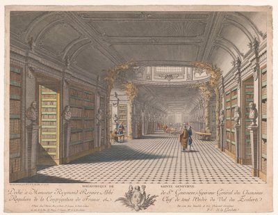 Sainte-Genevièven luostarin kirjasto Pariisissa Bibliotheque de Sainte Genevieve (nimi esineessä) tekijältä Pierre Claude Delagardette