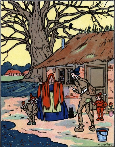 Picrocholen lento, joka tapaa vanhan noidan Kuva Pierre Couselles (kuollut 1938) Francois Rabelais