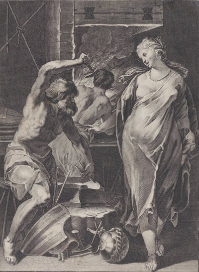 Vulkaani takoo Akilleuksen panssaria, 1624-75. tekijältä Pierre Daret