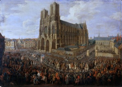 Ludvig XV:n kavalkadi hänen kruunauksensa jälkeen, 26. lokakuuta 1722 tekijältä Pierre Denis II Martin