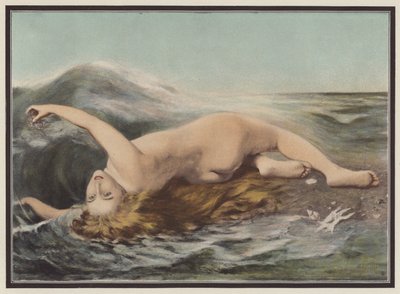 Undine leikkii aaltojen kanssa (väri litho) tekijältä Pierre Dupuis