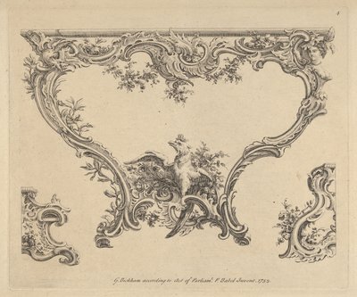 Suunnittelu konsolipöydälle, 1752. tekijältä Pierre Edme Babel