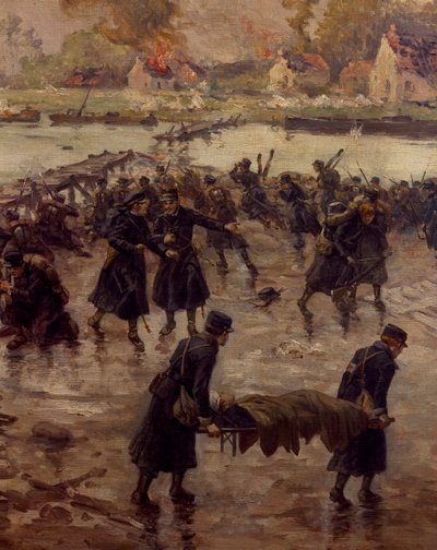 Fighting Along the Yser, lokakuu 1914, kirjoittanut Naymark e Ballue, yksityiskohta tekijältä Pierre-Ernest and Neymark Gustave Ballue