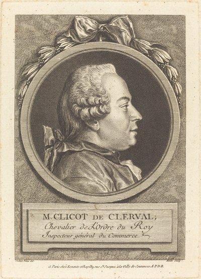 herra Clicot de Clerval tekijältä Pierre Etienne Moitte after Charles Nicolas Cochin II