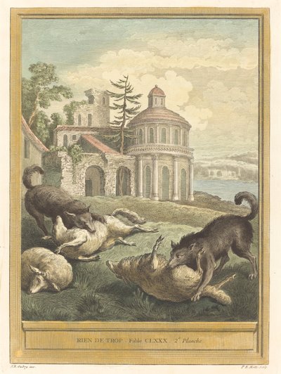 Rien de trop (Ei mitään ylimääräistä) tekijältä Pierre Etienne Moitte after Jean Baptiste Oudry