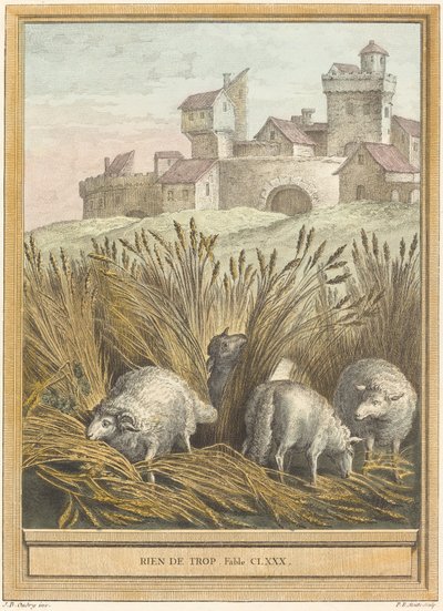 Rien de trop (Ei mitään ylimääräistä) tekijältä Pierre Etienne Moitte after Jean Baptiste Oudry