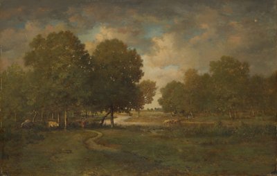 Joki niityllä, luultavasti 1830-luvun loppu - 1840-luvun alku. tekijältä Pierre Etienne Theodore Rousseau