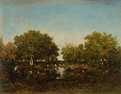 Chambordin metsän allasmuisto, 1839. tekijältä Pierre Etienne Theodore Rousseau