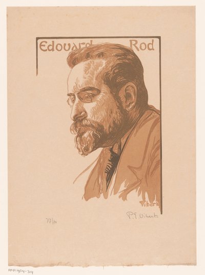Édouard Rodin muotokuva Edouard Rod (otsikko esineessä) tekijältä Pierre Eugène Vibert (signed by artist)