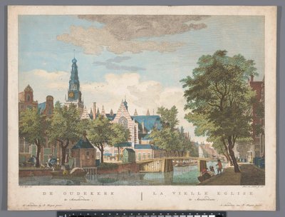 Näkymä Amsterdamin vanhalle kirkolle Oudekerk Amsterdamissa (otsikko esineessä) tekijältä Pierre Fouquet